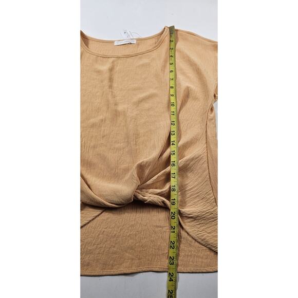 NWT Six Fifty yellow crinkle knot front sz small short sleeve oversized summer - Picture 7 of 7